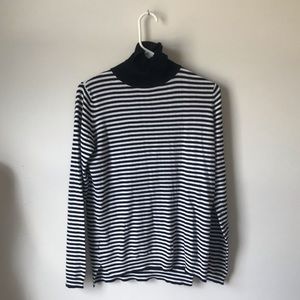 Black and white striped turtleneck top